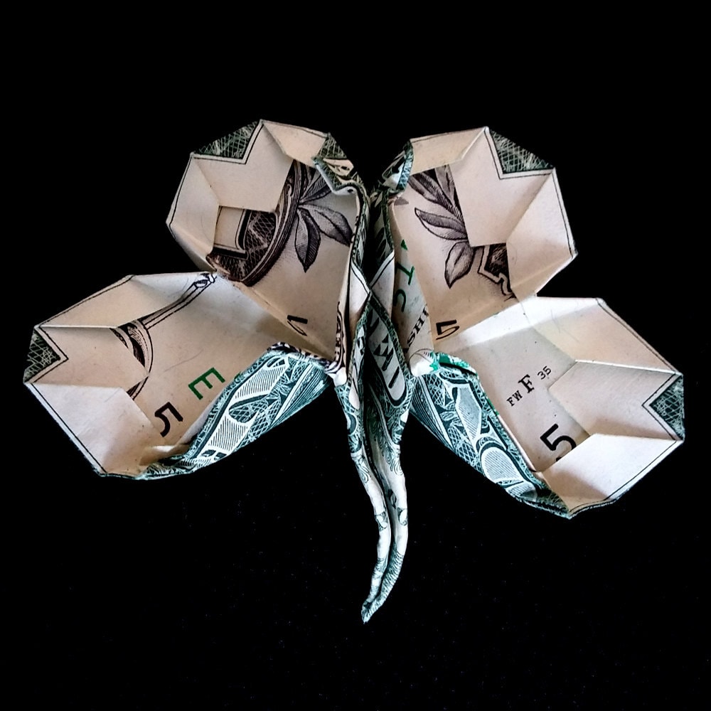 Dollar Origami LUCKY Four Leaf CLOVER Charm Housewarming Gift Etsy