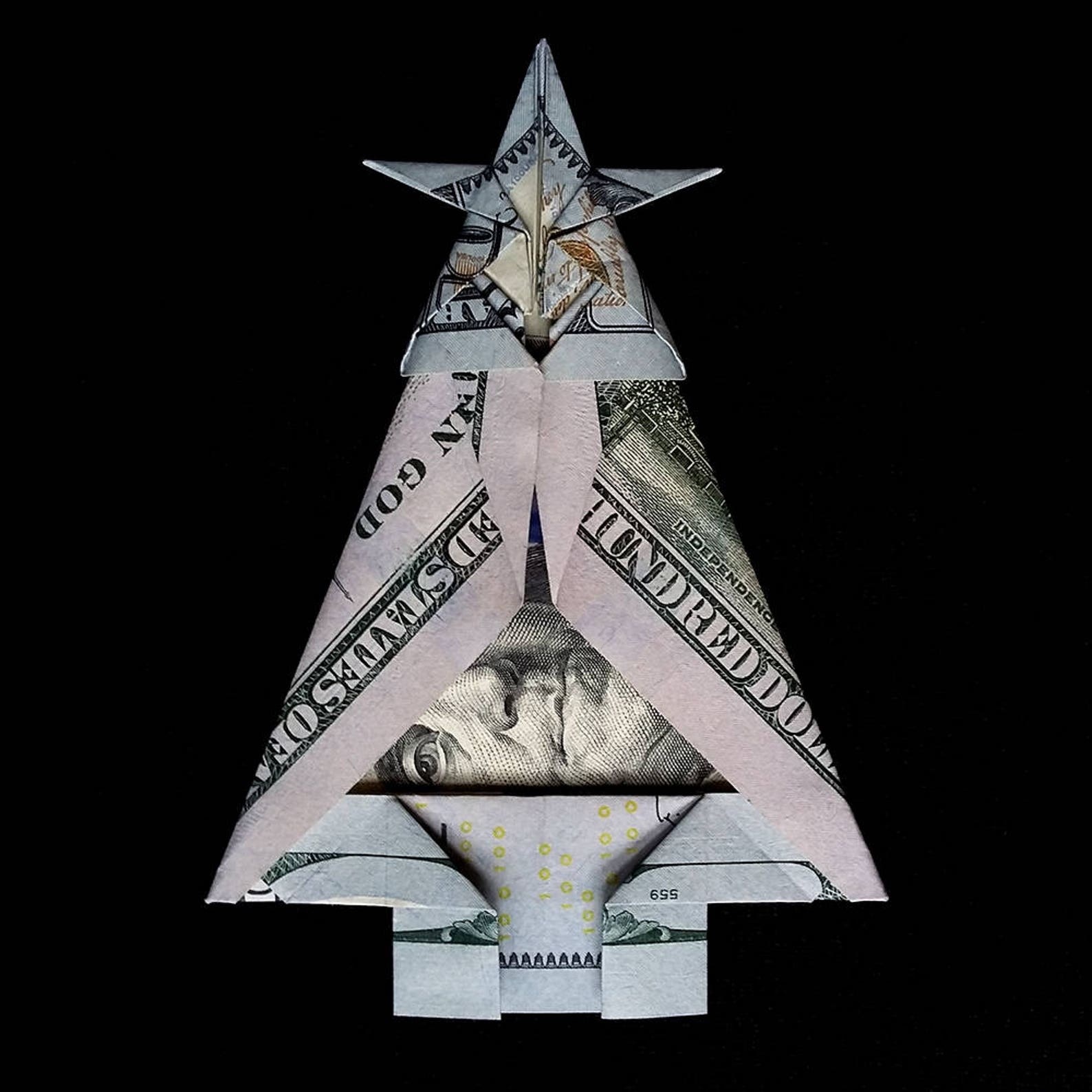 Real One Dollar Bill Origami Art Miniature CHRISTMAS TREE with Etsy