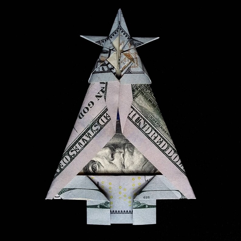 Real One Dollar Bill Origami Art Miniature CHRISTMAS TREE with  Etsy