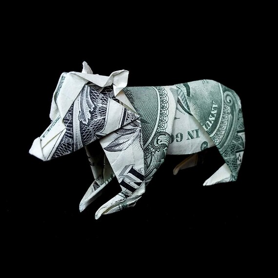 Origami Baby Bear Animal Sculpture Money Art Figurine Handmade Sculpture Money Figurine Handmade Home Decor Real One Dollar Bill Mama Bear