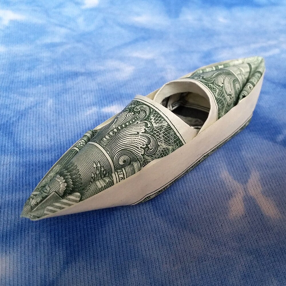 Money Origami Miniature KAYAK 3D Art River Charm Mini Boat Etsy