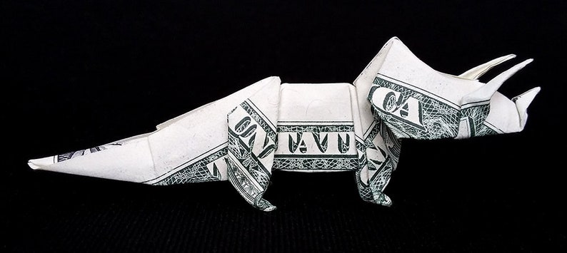 Origami Dollar Dinosaur TRICERATOPS Dino 3D Figure Money Art | Etsy