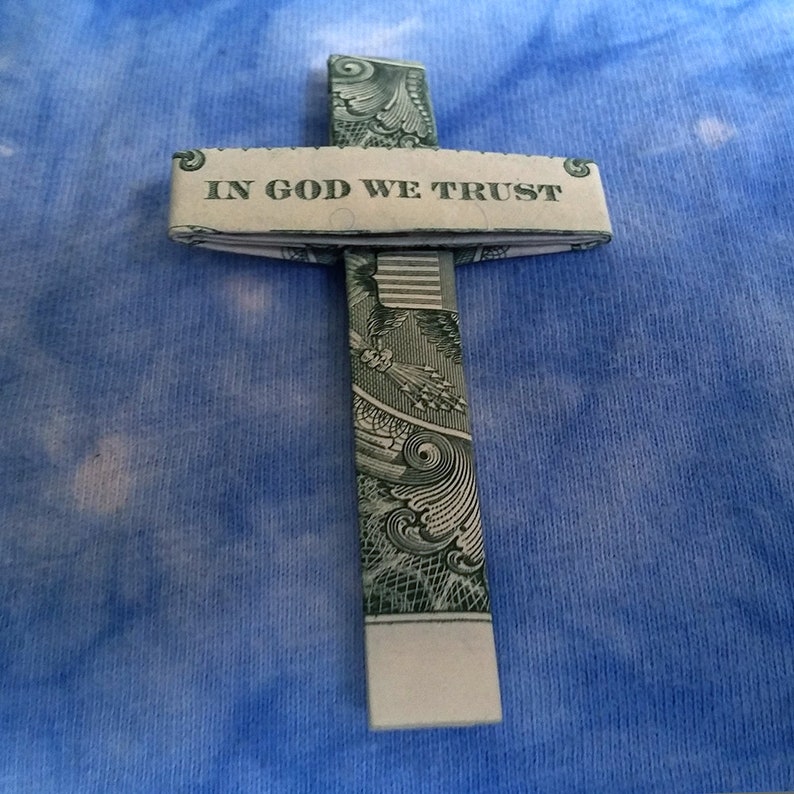 Origami In God We Trust Small Catholic CROSS Money Handmade Etsy
