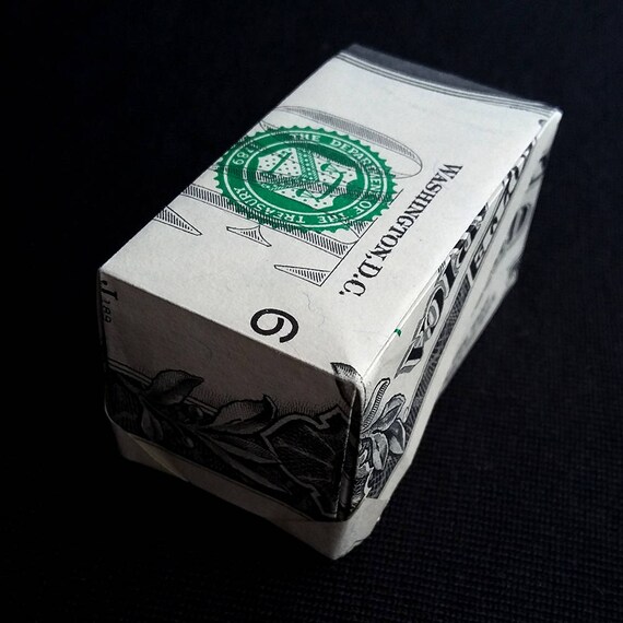 Origami Mini Rectangular Box With Lid Small Miniature Art Money Handcrafted Real One Dollar Bill Decorative Box Handmade Paper Box Gift Case