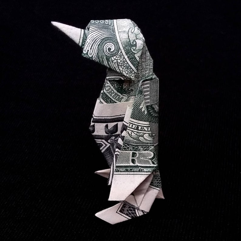 Real 1 Dollar Bill Origami Emperor PENGUIN Model Bird Etsy