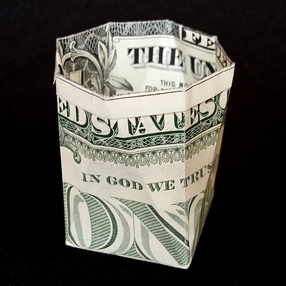 Origami Hexagonal Small Ring BOX with Lid Money Mini Gift Handcrafted of Two Real 1 Dollar Bills Gift Box Trinket Box Wedding Handmade Gift