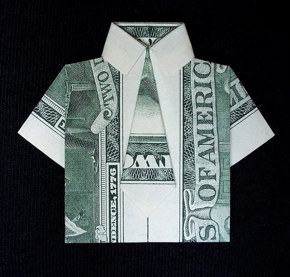 Mini Dress Shirt With Tie Lucky Wallet Charm Money Origami Handmade Real Dollar Bill Finance Souvenir Short Sleeves Federal Reserve Banknote