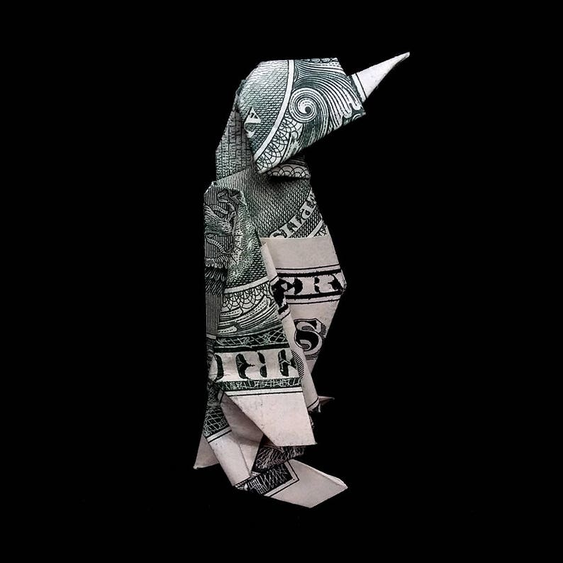 Real 1 Dollar Bill Origami Emperor PENGUIN Model Bird Etsy