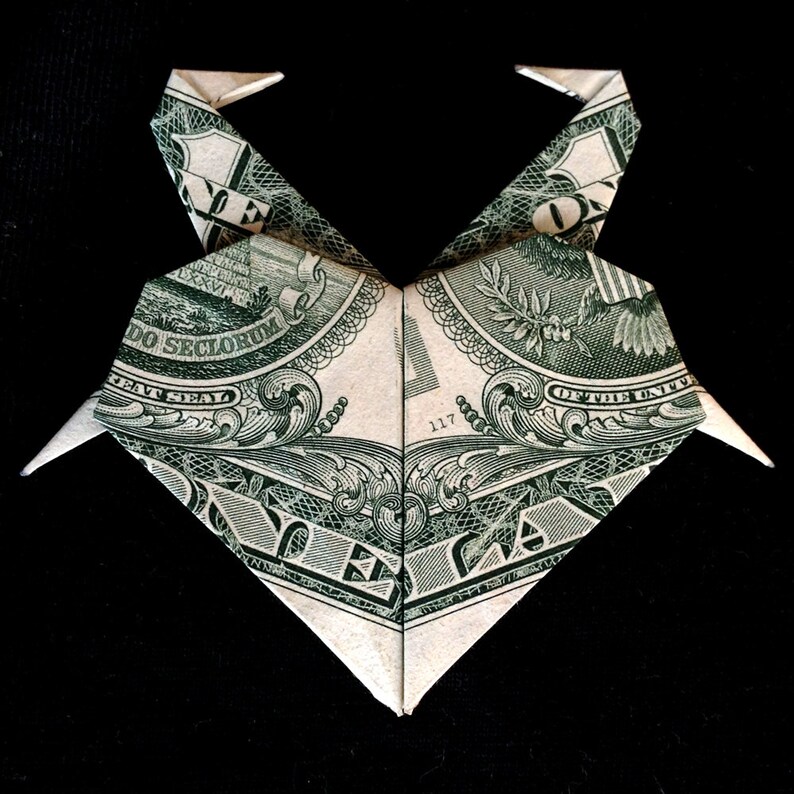 Dollar Origami Heart With Flamingos Charm Valentine Day Art Gift Money Folded Real One Dollar Bill Gift For Her Pin Home Decor Wedding Gift - 