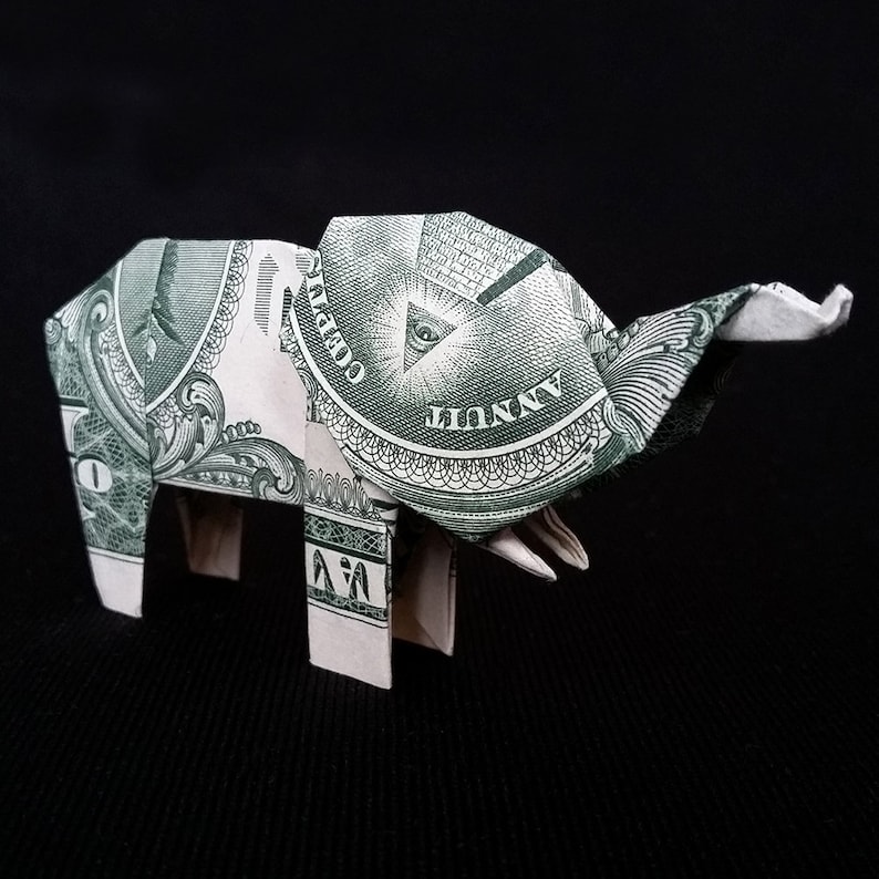 Origami Dollar Miniature ELEPHANT Statue 3D Sculpture Money Etsy