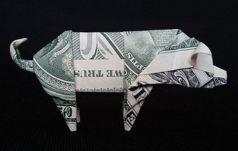 Dollar Origami PIG Sculpture Money Mini Hog Miniature Boar 3D Etsy