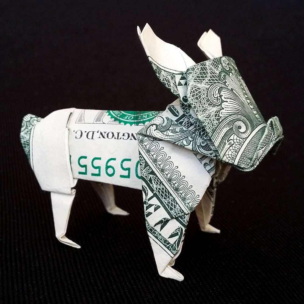 Dollar Bill Origami French BULLDOG Statue 3D Puppy Sculpture Etsy