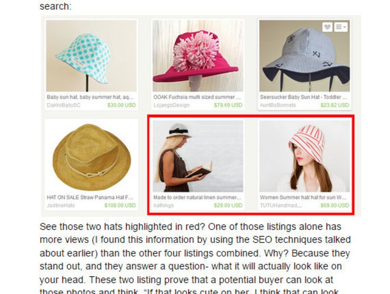 K&ouml;nnte beinhalten: Zwei Damen-Sommerh&uuml;te, einer rot-wei&szlig; gestreift und einer aus Naturleinen, sind rot hervorgehoben. Der Text "Made to order natural linen summer hat" und "Women Summer hat/hat for sun Women's Summer hat" ist sichtbar.
