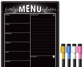 The Magnet Shop Weekly Family Chalkboard Menu Planner A4 - Meal Planner, Whiteboard and Shopping List for Your Home, Kitchen, Fridge