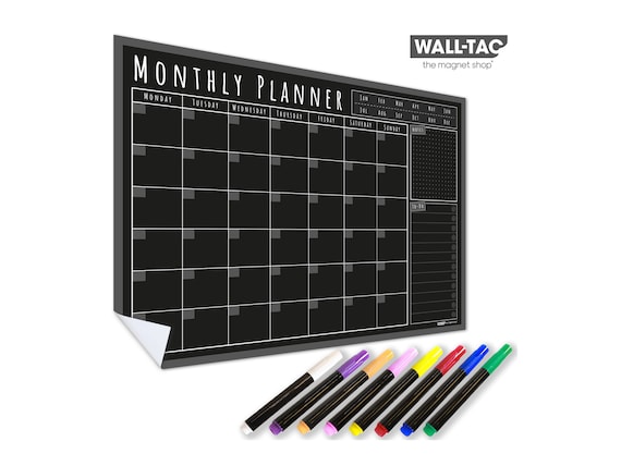 Decor Frame Calendar Chalkboard With Floral Magnets & Chalk Pencils, 1