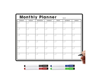 A3 Magnetic Calendar Dry Wipe Whiteboard for Fridge, Home, Office Use. Blank Monthly Planner, Memo Board, etc. by The Magnet Shop®