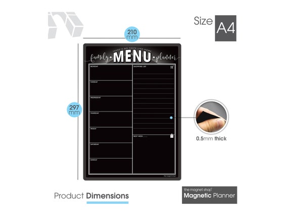 The Magnet Shop Planificateur de menus familial hebdomadaire A4  Planificateur de repas, tableau blanc et liste de courses pour votre  maison, cuisine, réfrigérateur -  France