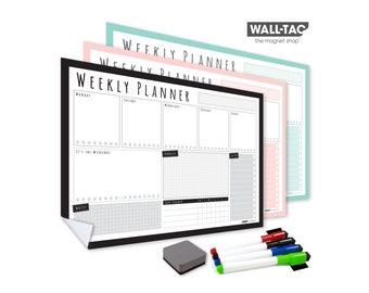 student planner ut WallTAC Sticky Wall Planner - Weekly Organiser / Student Planner - Reusable, Removable & Repositionable Whiteboard for Students Assignments