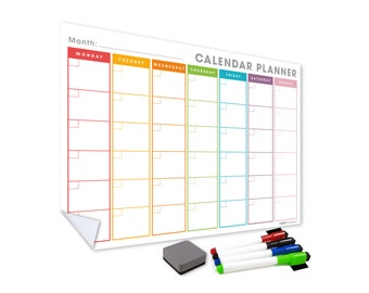 WallTAC Wall Planner / Monthly Organiser - Reusable, Removable & Re-Positionable Self-Adhesive Whiteboard For Home, School and Office