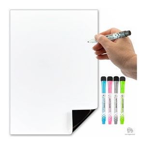 Magnetic Whiteboard and Dry Wipe Pens, sticks to Fridge - Make Notes, Lists, Memos, for Home, School, Office and Kitchen. By The Magnet Shop