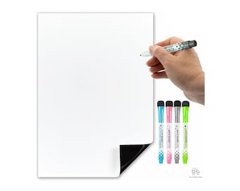 Magnetic Whiteboard and Dry Wipe Pens, sticks to Fridge - Make Notes, Lists, Memos, for Home, School, Office and Kitchen. By The Magnet Shop