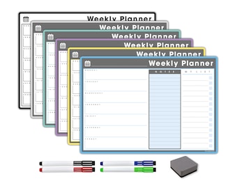 The Magnet Shop A3 Magnetic Weekly Planner - Dry Wipe Whiteboard Planner for Home, Office or Students - with 4 Dry Erase Pens and Eraser