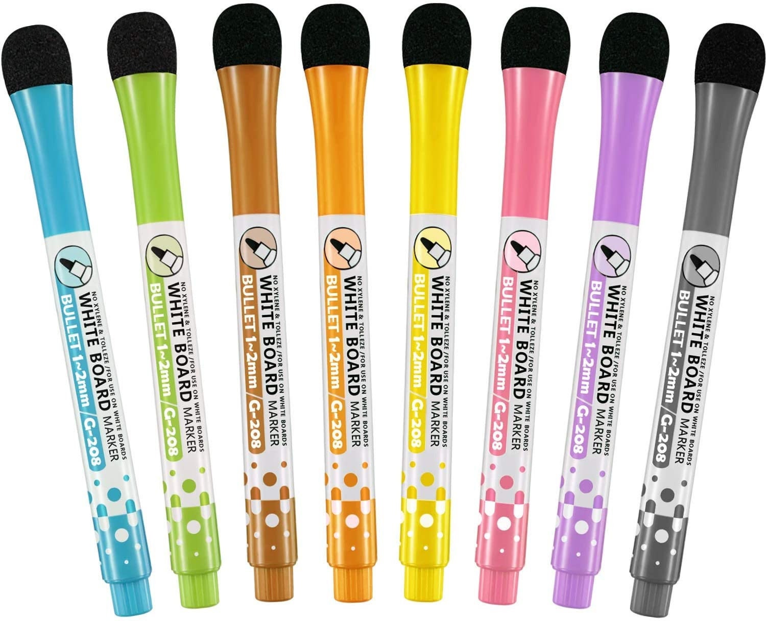 Whiteboard Pens Whiteboard Markers,12 Magnetic Whiteboard Pens and Eraser  set, Fine Tip White Board Pens Colour White Board Markers Erasable,Dry Wipe