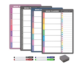 The Magnet Shop A4 Weekly Menu Planner - Dry Erase Meal Planner, Whiteboard and Shopping List for Your Home, Kitchen, Fridge and Family