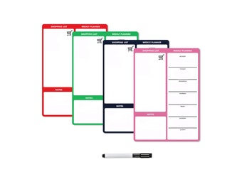 Magnetic Weekly Meal Planner and Organiser – Whiteboard Planner, Shopping List & Memo Board for Home and Office - with 1 Dry Wipe Pen
