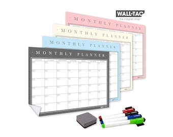 WallTAC Re-Adhesive Wall Planner - Monthly Calendar and Family Planner - Reusable, Removable & Repositionable Whiteboard for Home and Office