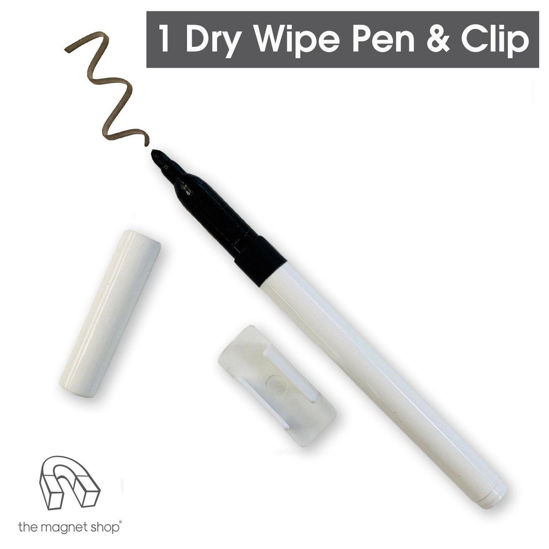 Whiteboard Marker Black Dry Wipe Pen With Self Adhesive Clip Etsy
