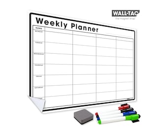 WallTAC Re-Adhesive Wall Planner - Weekly Organiser and Family Planner - Reusable, Removable & Repositionable Whiteboard for Home and Office