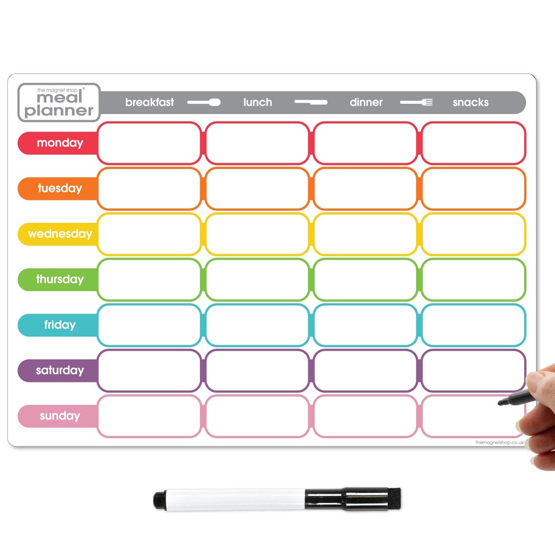 Magnetic Weekly Meal Planner and Dry Erase Pen in A3 and A4 by the ...