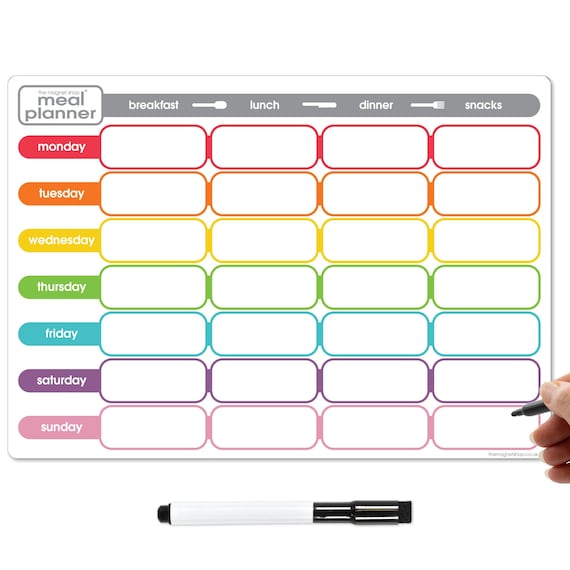 Planificateur de repas magnétique effaçable à sec et liste de