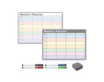 The Magnet Shop Magnetic Weekly Planner - Dry Wipe Whiteboard Planner for Home, Office or Students - with 4 Dry Erase Pens and Eraser