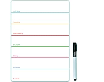 A5 or A4 Magnetic Weekly Planner + Dry Wipe Pens, Small Whiteboard for Fridge - Memo Board, Calendar or Dry Erase Meal Planner for Notes