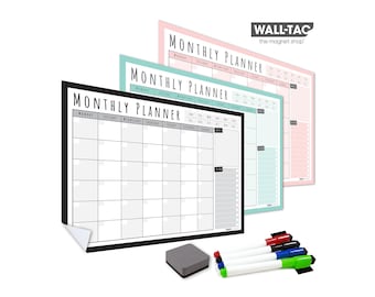 WallTAC Re-Adhesive Wall Planner - Monthly Calendar and Student Planner - Reusable, Removable & Repositionable Whiteboard