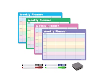 The Magnet Shop Magnetic Weekly Planner - Dry Wipe Whiteboard Planner for Home, Office or Students - with 4 Dry Erase Pens and Eraser
