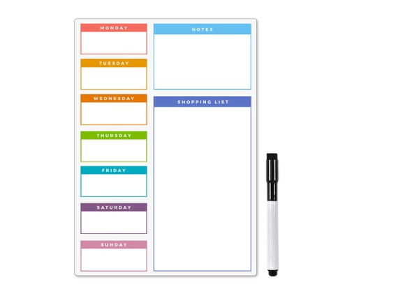 Magnetic Dry Erase Whiteboard Calendar for Fridge Set of 3 - Includes: Monthly, Weekly & Daily Calendar Whiteboard, Grocery List, 5 Markers & Eraser