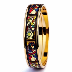 Picasso Series Enamel 18K Gold Plated Titanium Steel Bodied Bracelet
