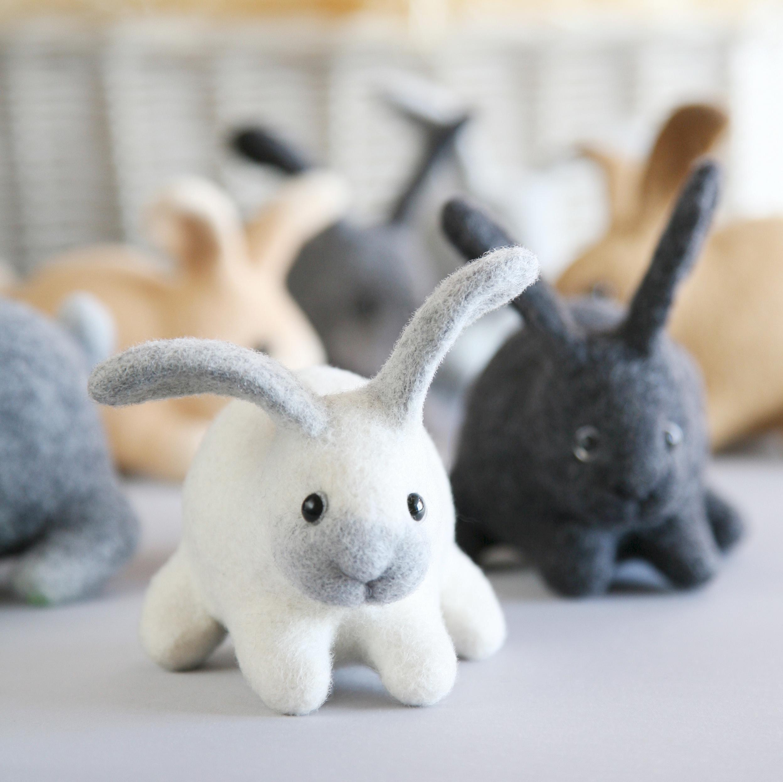 Felt Rabbits To Make Wet Felting Bunny Tutorial – Wool Rabbit Video, 3D Template, DIY Felt ...