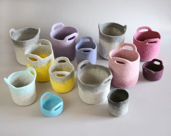 Sets of felted baskets