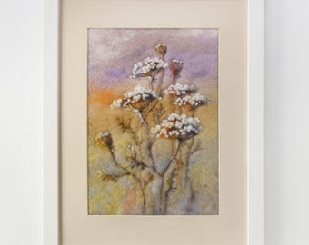 Wool Painting – Yarrow Flowers in Pastel Shades