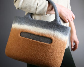 Felted bags, Felt bag, Handmade,  Felted shoulder bag, Women's bags , Natural sheep wool