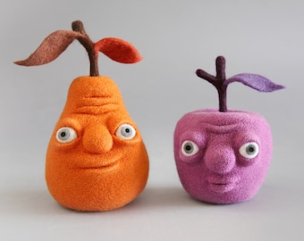 Felted set of pear and apple