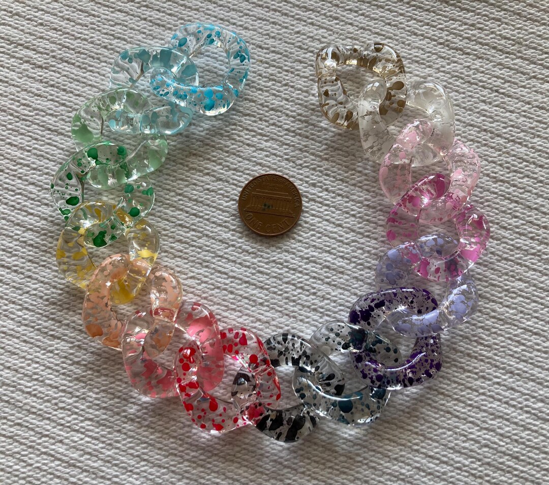 Translucent Linking Rings Multi Color Transparent Clear W/ Splatter Acrylic Linking Rings Chunky ...