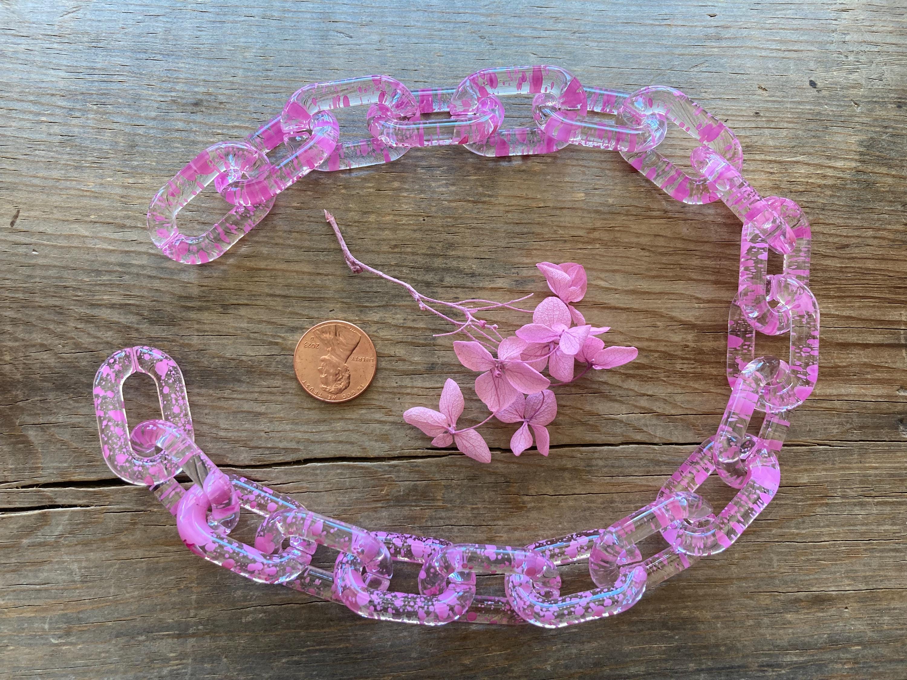 Translucent Linking Rings Clear W/ Splatter Acrylic Linking Rings Large Chunky Cable Chain ~ 16 ...