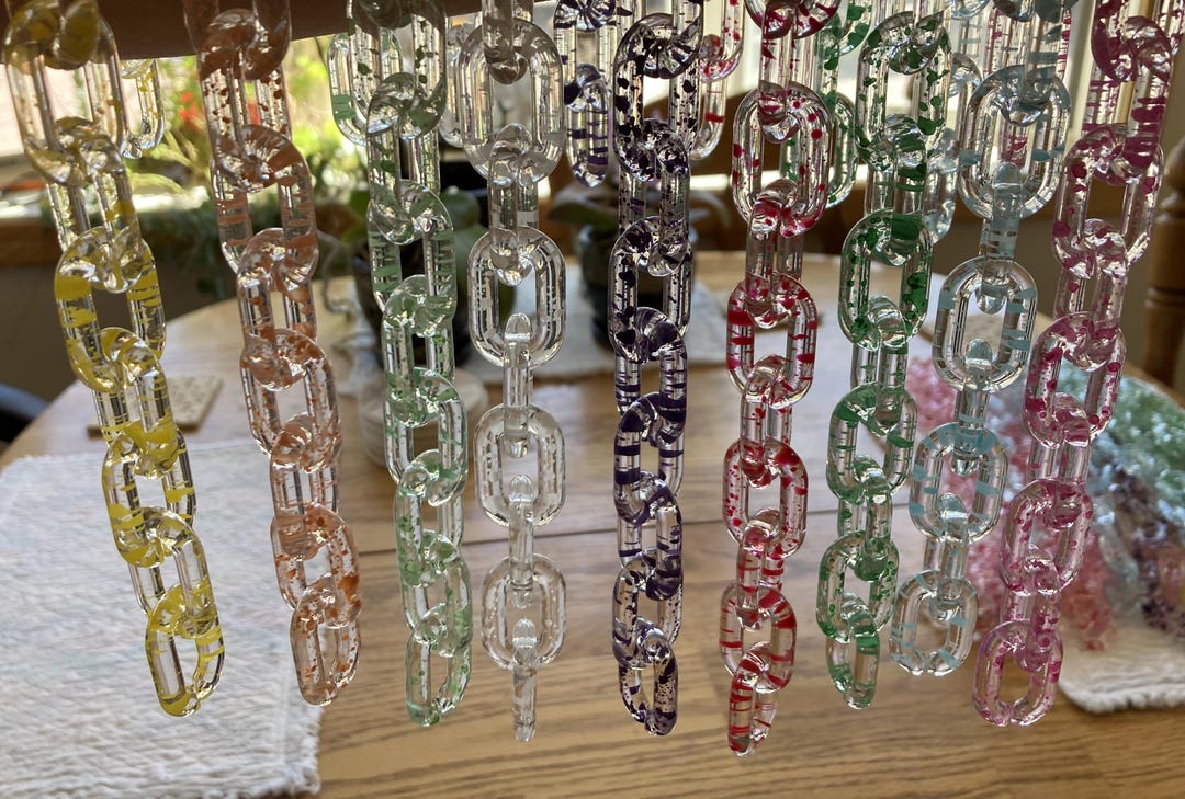 Translucent Linking Rings Clear W/ Splatter Acrylic Linking Rings Large Chunky Cable Chain ~ 16 ...