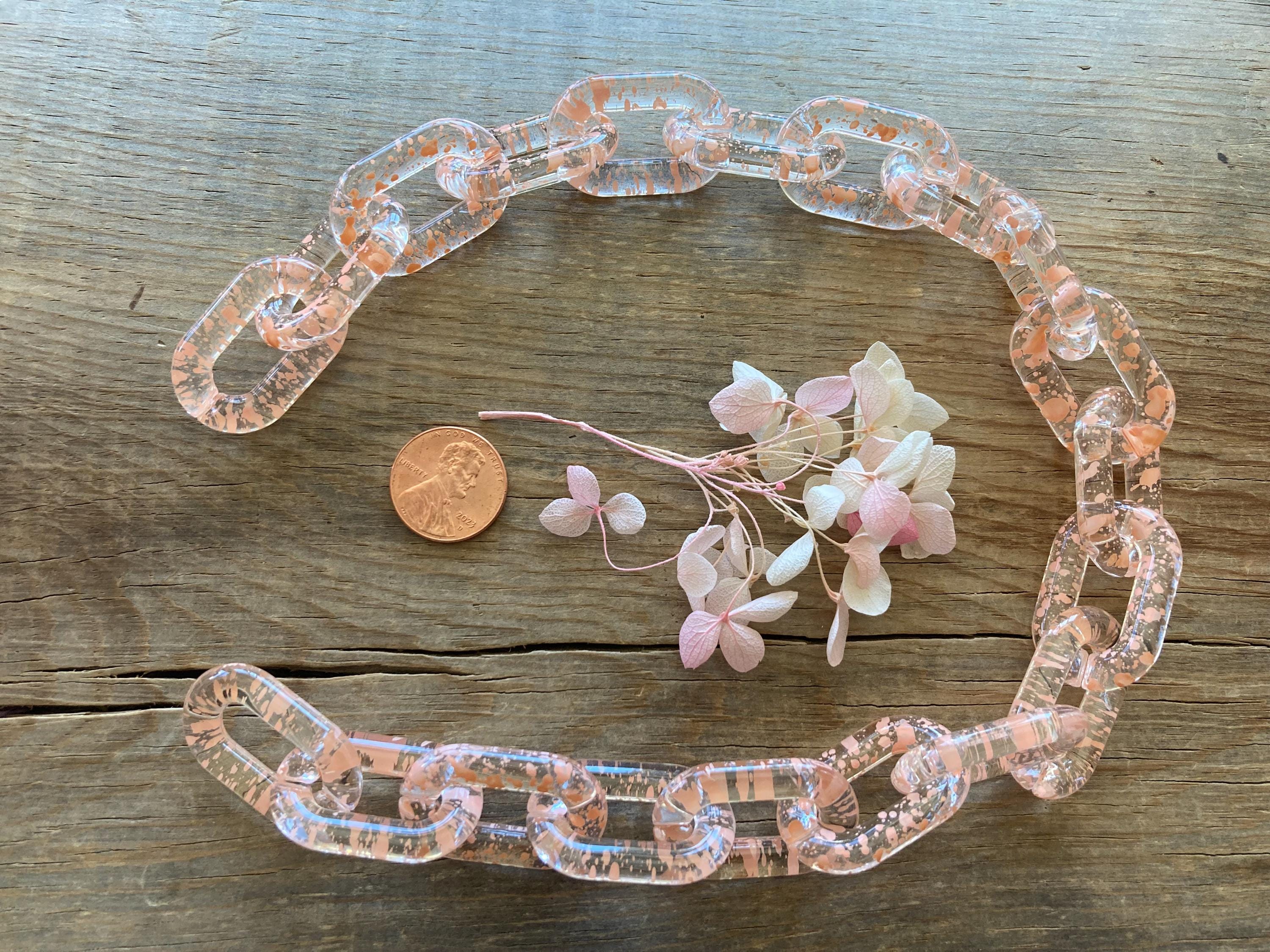 Translucent Linking Rings Clear W/ Splatter Acrylic Linking Rings Large Chunky Cable Chain ~ 16 ...