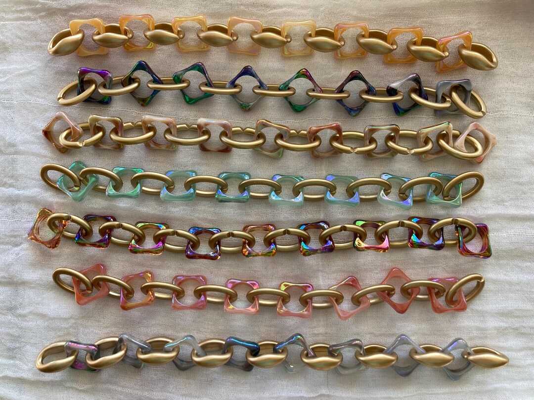Translucent Linking Rings Transparent Acrylic Linking Rings W/ Gold Large Chunky Cable Chain ~ 12 ...